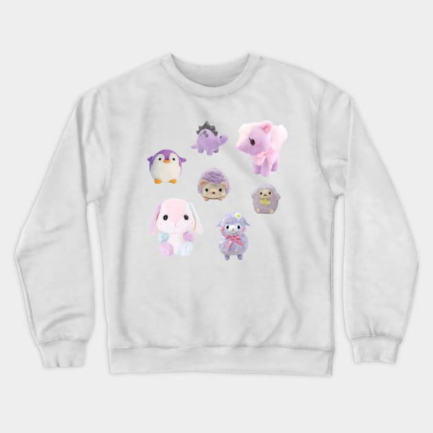 Purple Kawaii Plushies Sticker Pack Crewneck Sweatshirt by casserolestan